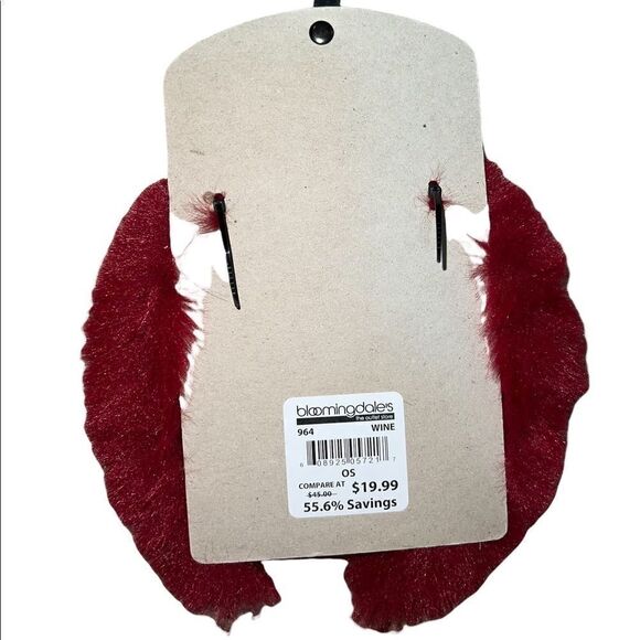 Surell Wine Red Faux Rex Rabbit Fur Headband One Size New - Picture 2 of 2